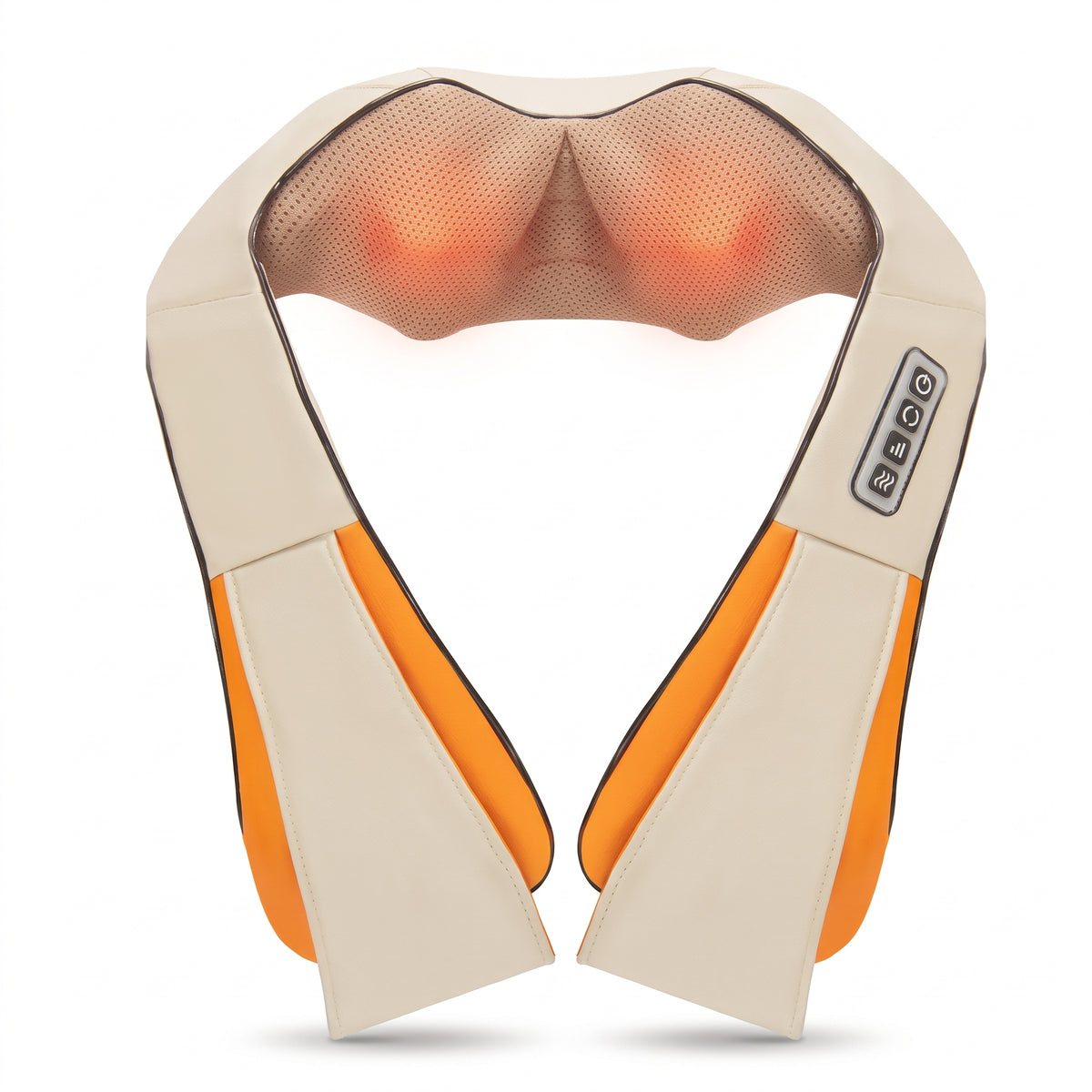 Emberly heated shiatsu massager in beige with heat on